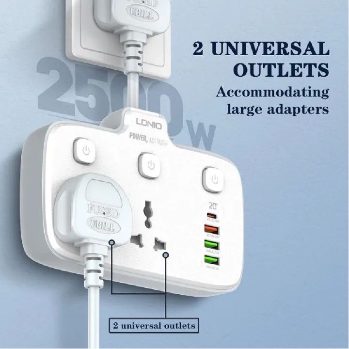 LDNIO%20Power%20Socket%20SC2413%20Extension%20Plug%20with%20USB%2020W%20Socket%20Extension%20Cord%20Universal%20Outlets%201%20PD%20&%20QC3.0%20&%202%20Auto%20ID%20-%20Image%202