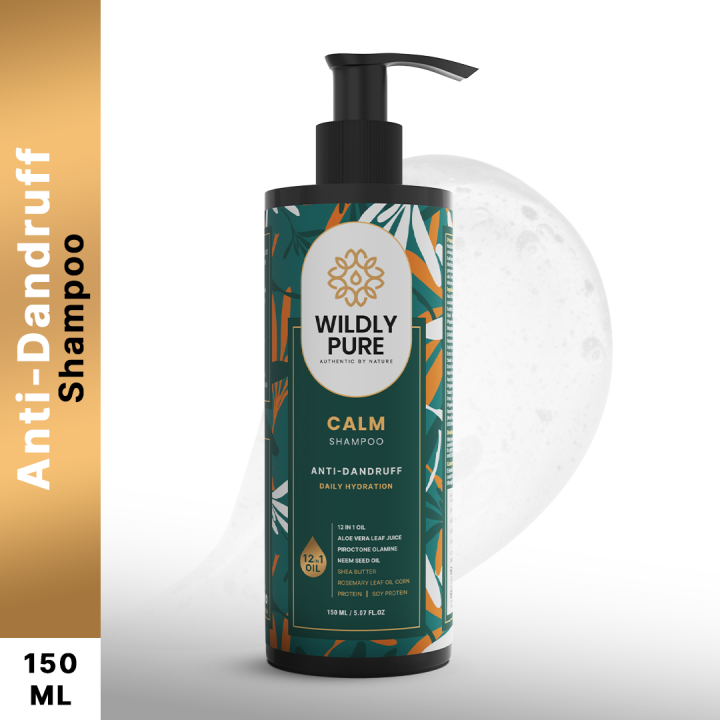 Calm Anti Dandruff Shampoo with Piroctone Olamine | Removes Flakes, Controls Itching & Oily Scalp | Sulphate Free | For Men & Women | 150 ml
