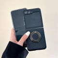 HOCE Carbon Fiber Pattern Ring Holder Phone Case for Samsung Galaxy ZFlip 5 ZFlip 4 ZFlip 3 Cases with Ring Bracket Shockproof Hard Cover. 