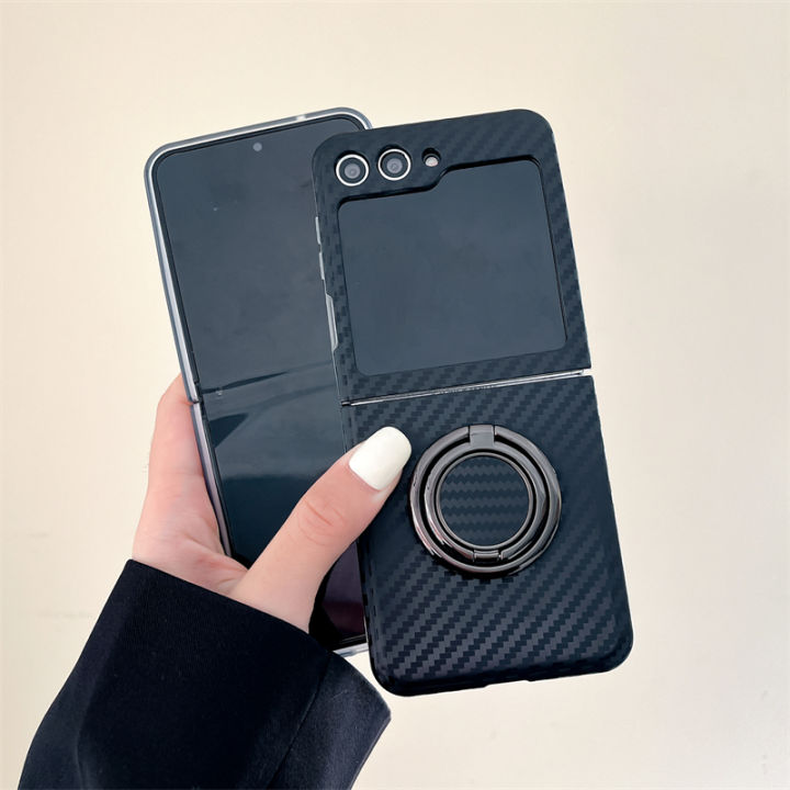 HOCE%20Carbon%20Fiber%20Pattern%20Ring%20Holder%20Phone%20Case%20for%20Samsung%20Galaxy%20ZFlip%205%20ZFlip%204%20ZFlip%203%20Cases%20with%20Ring%20Bracket%20Shockproof%20Hard%20Cover%20-%20Image%208