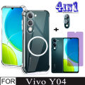 Vivo Y04 4in1 Case Magnetic Sticker Shockproof Phone Case for Vivo Y03 Y18 Anti Blue Light Ray Tempered Glass Protective Eyes Screen Protector Film Glass. 