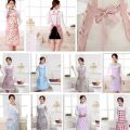 【HUT】 Women\'S Waterproof Floral Dotted Plaid Kitchen Cooking Bib Apron With Pocket. 
