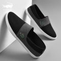 Khaki Crocodile Cloth Shoes2023Spring and Summer Flat Casual Men's Shoes Slip-on Men's Low Cut White Canvas Loafers. 