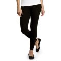 Women's Solid Black Cotton Ankle Length Leggings. 