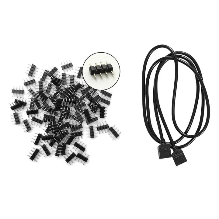(GGBR) 1 Pcs Led Strips Rgb Connector Extension Cable & 50 Pcs 4 Pin ...