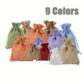 10X Colorful Burlap Jute Pouches Wedding Gift Drawstring Bags Jewelry Storage. 