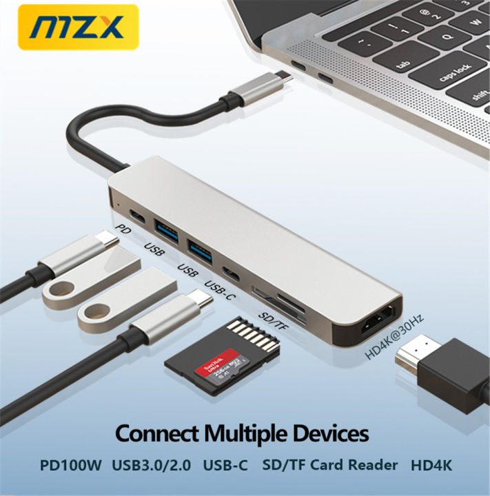 MZX%207in1%20Dock%20Station%204K%2030Hz%2060Hz%20HDMI-Compatible%20USB%20Hub%20Multi-hub%20Type%20C%20Tipo%20Adapter%20Splitter%203%200%20Docking%20Laptop%20Accessories%20-%20Image%207