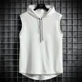 EB Men Tank Top Ins Trendy Sports Kam Shoulder Bottom Shirt Hooded Loose Korean Solid Sleeveless T-Shirt Top. 