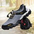 Men's Sneakers Breathable Lightweight Casual Mesh Upper Men Outdoor Shoes Men Hiking Shoes 39 Grey. 