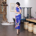 Yfashion Women Cotton Long Cheongsam Dress Multi-color Retro Classic Chinese Style Printing Cheongsam Large Size Slim Fit Dress. 