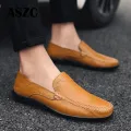 【ZIME】Big Size Men Shoe Fashion Cow Leather Shoes Slip On Men Loafer Non-Slip Rubber Black Shoes For Men★109. 