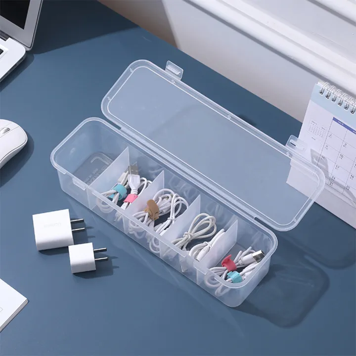 Multifunctional%20With%20Covered%20Compartments%20Headset%20Data%20Charging%20Line%20Desktop%20Storage%20Box%20Transparent%20Plastic%20Storage%20Container%201Pcs%20-%20Image%205