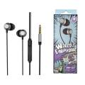 Remax RM-512 3.5mm Jack Wired In-Ear Earphone High-Quality Supreme Sound Noise Cancellation Built-In Microphone Lightweight 1.2m Cable Comfortable Wearing Soft Earbuds Black Earphone. 