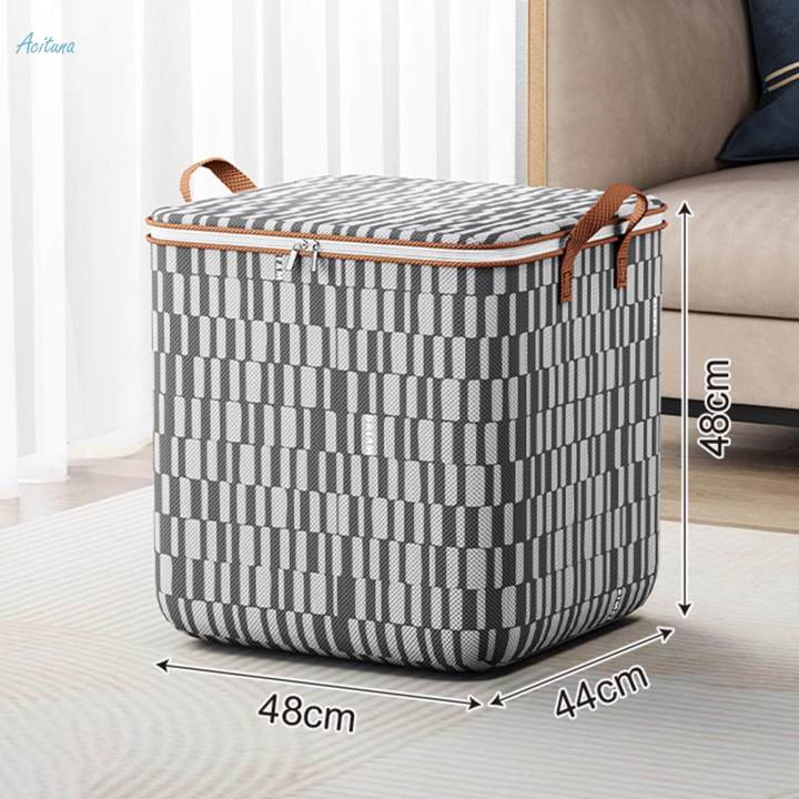 Clothes Storage Bags Clothes Storage Bin Portable with Zipper Folding Box Organizing Organizer Container Tote for Toys, Clothing, Vacation, Bedding , 100L 48x44x48cm