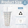 Kawaii Water Bottle Aesthetic Tumbler For Ice Coffee Juice Tea Cute Bowknot Plastic Cups With Straw Lid Portable Drinking Bottle. 
