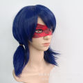 Miracle Girl cosplay ladybug mask wig dark blue braid girl anime wig latex eye mask. 