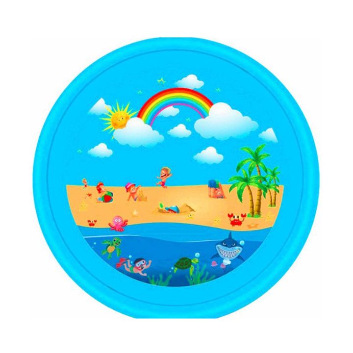 Outdoor Lawn Beach Animal Inflatable Water Spray Kids Sprinkler Play Pad Mat Kids Toddlers Fun Water Toys Blue