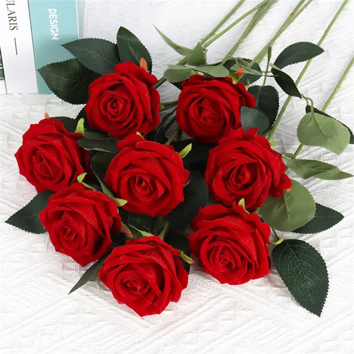 Rose%20flower%20design%20Artificial%20flowers%20bouquet%20Lifelike%20Silk%20material%20Red%20color%20Red%20silk%20rose%20flower%20Bouquet%20arrangement%20/faux%20-%20Image%203