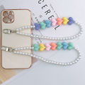 Colorful Resin Heart Flower Pearl Acrylic Beaded Phone Chain Strap For Women Charm Phone Lanyard Accessories. 