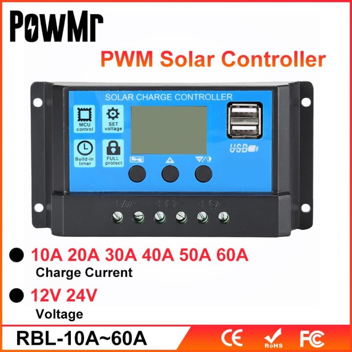 PowMr PWM 60A 50A 40A 30A 20A 10A Solar Charge and Discharge Controller ...