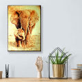 Handmade Wood Burning Art - Pyrography Arts Home decoration And Wall Art - Baby Elephant with mother. 