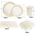 paper plates White Gold Party Supplies Disposable White Paper Plates Dinnerware Gold Dots Plates Cups Wedding Birthday Party Baby ShowerParty Tableware. 