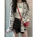 Plaid Shirt Coat Women's Summer 2024 New Loose Design Niche Thin Casual Sun Protection Clothing Fashionable Outerwear. 