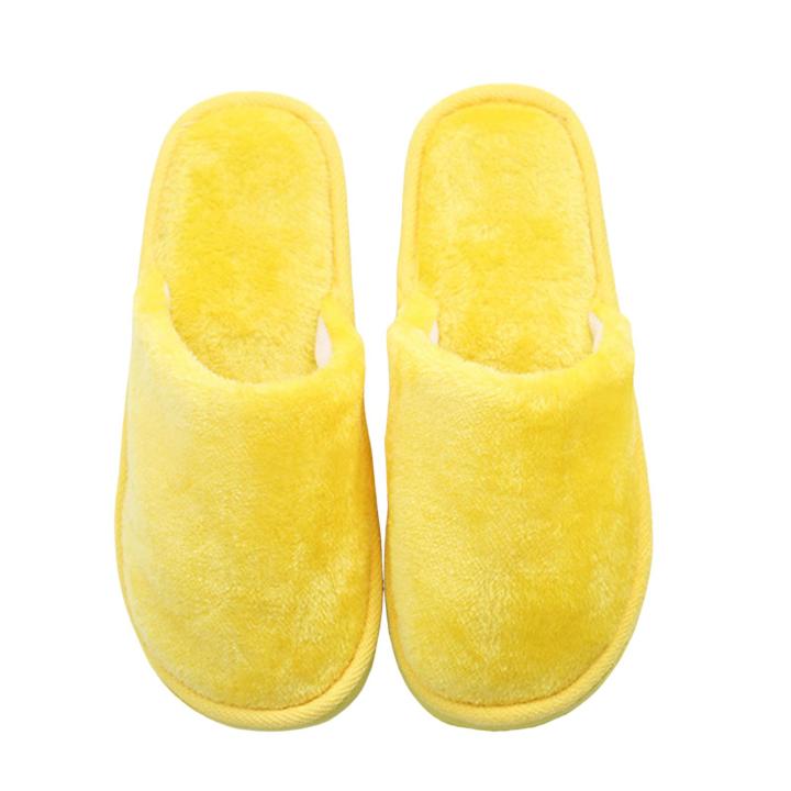 Nerhorer- Home Slippers Round Toe Winter Slip-on Flat Faux Fur Slippers