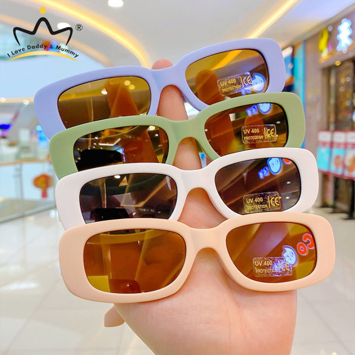 Vintage Kids Sunglasses Korean Rectangle Frame Sun Glasses Boy Girls Summer Anti-UV Beach Baby Eyeglasses