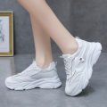 IELGY Super high heels thick sole inner heightened waterproof platform women's shoes casual sports shoes laces canvas breathable. 