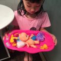 Baby Doll Bathtub and Accessories Set (6pcs) Pretend Play Bath Toys for Kids - 15cm Baby Dolls with Accessories and Rubber Duck. 
