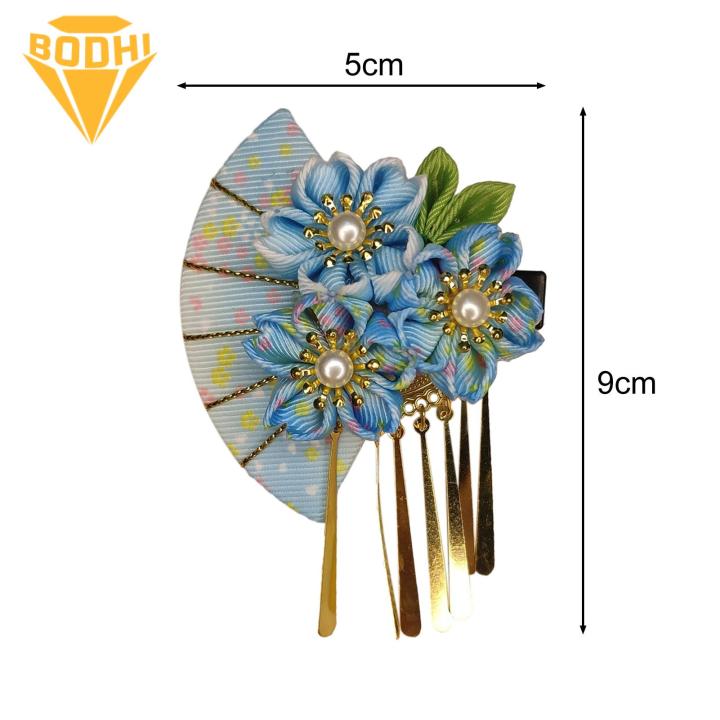 Flower%20Fan-shaped%20Hair%20Clip%20Japanese%20Kimono%20Hair%20Clip%20for%20Girls%20Traditional%20Dress%20Cosplay%20Headgear%20with%20Faux%20Pearl%20Flower%20Decor%20Tassel%20Hairpin%20-%20Image%202