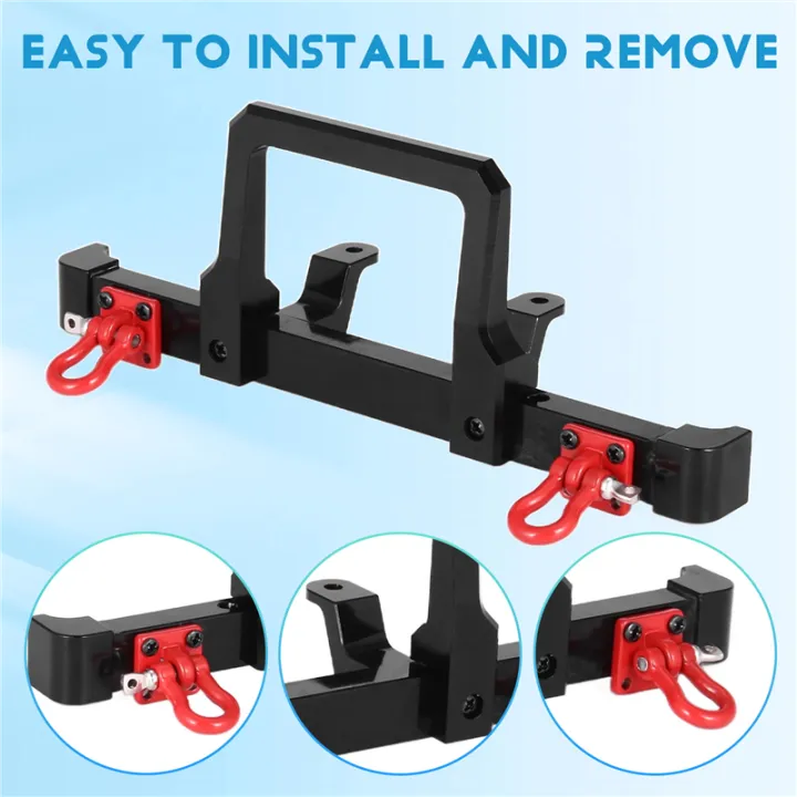 Metal%20Front%20Bumper%20with%20Tow%20Hook%20for%20MN%20D90%20D91%20D96%20MN-90%20,Black%20-%20Image%206