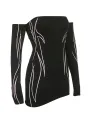 Women´s Bodycon Mini Dress, Gothic Printed Off Shoulder Long Sleeve Black Club Dress. 