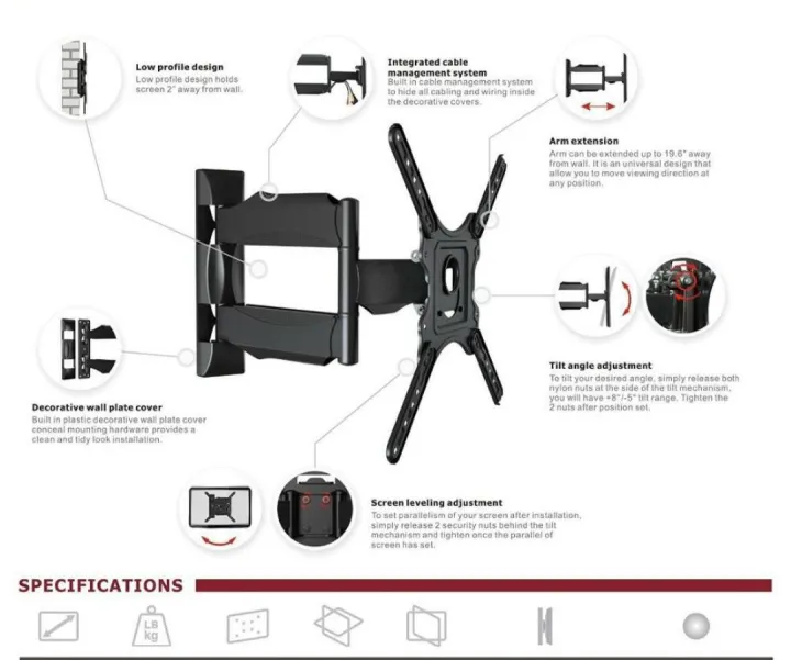 TV%20Wall%20Mount%20Bracket%2014-55%20Inch%20LED%20LCD%20Full%20Motion%20Cantilever%20Mount%20Adjustable%20Rotatable%20Stand%2032%2040%2043%2049%2052%2055%20inch%20-%20Image%208