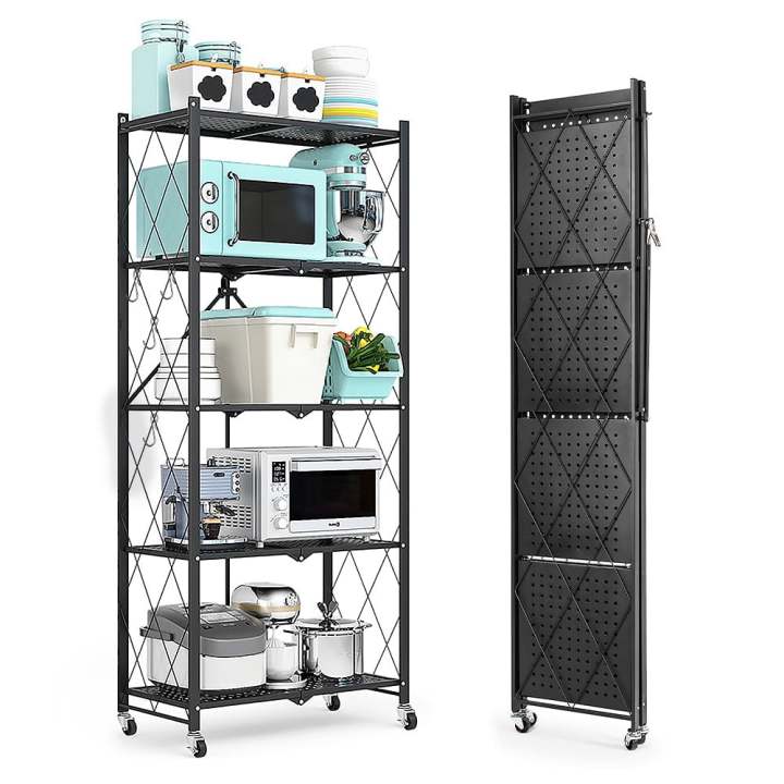 5-Tier%20Heavy-Duty%20Foldable%20Metal%20Rack%20Storage%20Shelving%20Unit%20with%20Wheels%20in%20Black%20-%20Image%204
