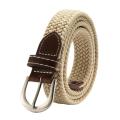 Canvas Elasticated belts Mens womens PU leather Canvas stretch belt Elasticated PU leather trim belt for Casual wear use Adjustable fit Accessory for jeans Suitable for all occasions. 