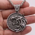 【New arrival】TEMU New Wolf Head Necklace Magic Hunter Pendant Witcher Wizard 3 Pendant Medal Hip Hop Male. 