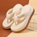 【FOOT SOFA】Fashion Women Flip Flops High Heels Summer Soft Bottom Casual Thick Bottom Clip Flip Flops Soft Bottom Non-slip Beach Sandals. 