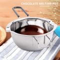 2-Pack Stainless Steel Double Boiler, Heat-Resistant Handle for Chocolate, Butter, Cheese, Caramel and Candy- Steel Melting Pot, 2 Cup Capacity, Universal Pad. 