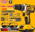 Dewait Original 149V Cordless Drill Set Battery Handheld Drill lmpact Drill Bits Screwdriver Hammer Drill. 