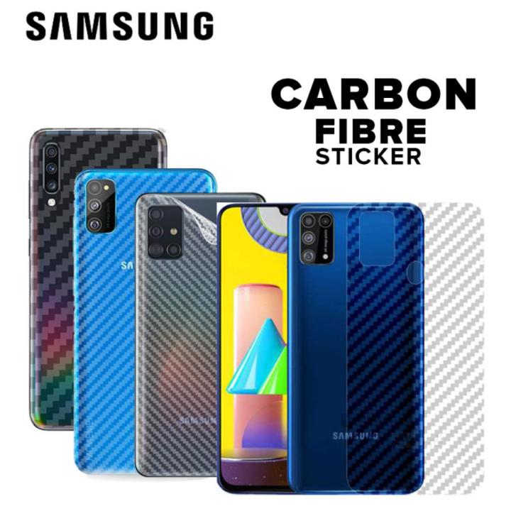 Carbon Fiber Pattern Back Film For Samsung Galaxy A2 Core M01 A10 A51 M51 S20 S20 Ultra S20 PlusM31 M31S A20S A50 A21S A21 M21 M01 Core M20 A20 A11 M11 S20FE A22 M42 A42 A03S A70 A71 A72 A52 M02 M02S Rear fibre Sticker Protective