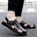 2023New Summer Men's Beach Sandals Handmade Leisure Beach Shoes Outer Wear Dual-Use Sandals Men's White Shoes. 