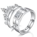 925 sterling silver new jewelry fashion couple ring engagement wedding anniversary gift woman man crown open ring. 