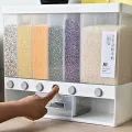 Wall-Mounted Dry Food Dispenser 6-Grid Cereal Dispensers Food Storage Container Kitchen Storage Tank for Cereal, Rice, Candy, Coffee Bean, Snack, Grain. 