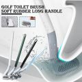 Golf Toilet Brush, Long-Handled Toilet Brush, New Type of Brush Head, Golf Brush Head Toilet Brush No Dead Corners Household Brush Wall-Mounted Light Luxury Silicone Toilet Brush. 