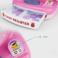 31Pcs Children Pretend & Play Toys Simulation Supermarket Cash Register Toys with Shopping Trolley - Pink Rabbit. 