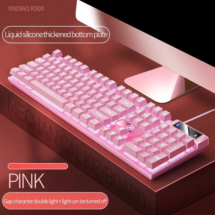 Pink%20Purple%20Gaming%20Keyboard%20and%20Mouse%20Set%20Mechanical%20Feel%20Girl%20Cute%20USB%20Wired%20keybord%20With%20white%20LED%20Light%20backlit%20key%20board%20membrane%20external%20For%20PC%20Laptop%20Computer%20-%20Image%202