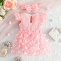 Set Dress Baby Girl Newborn 0-18 Months Birthday Baju Gaun Budak Perempuan Summer Cute Cotton Pink Butterfly Sleeve Tulle Fashion Kids Princess Dresses Kanak Kanak Perempuan. 
