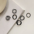 3/6pcs Vintage Black Rings Set For Women Girls Punk Metallic Geometric Simple Sunlight Mall. 